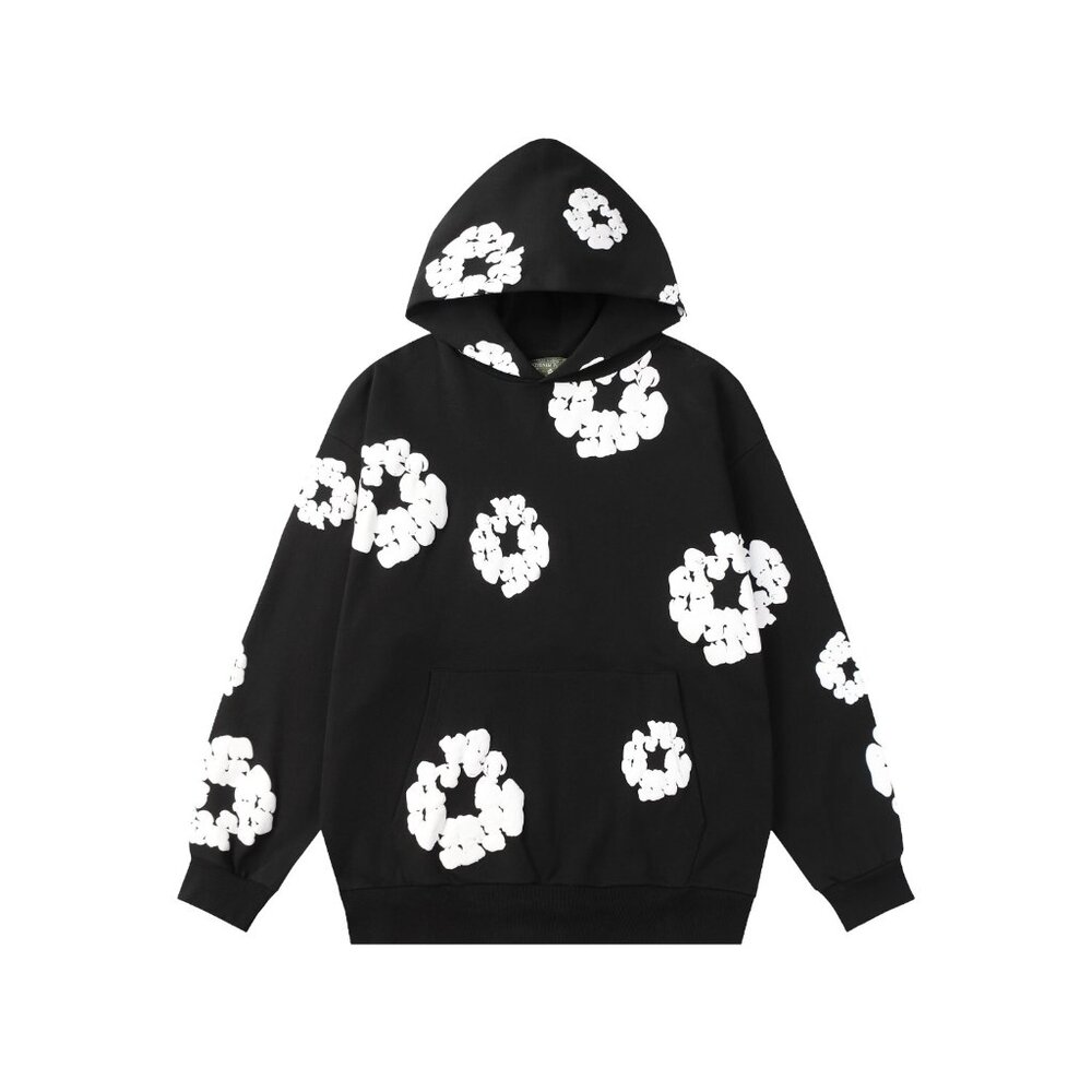 Denim Tears Kapok Black Hoodie With Kapok Flower Design